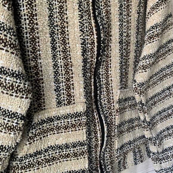 Agustin De La Cruz Vazquez Biege and Black Zip Up Hoodie Pockets Size Large - Picture 8 of 14